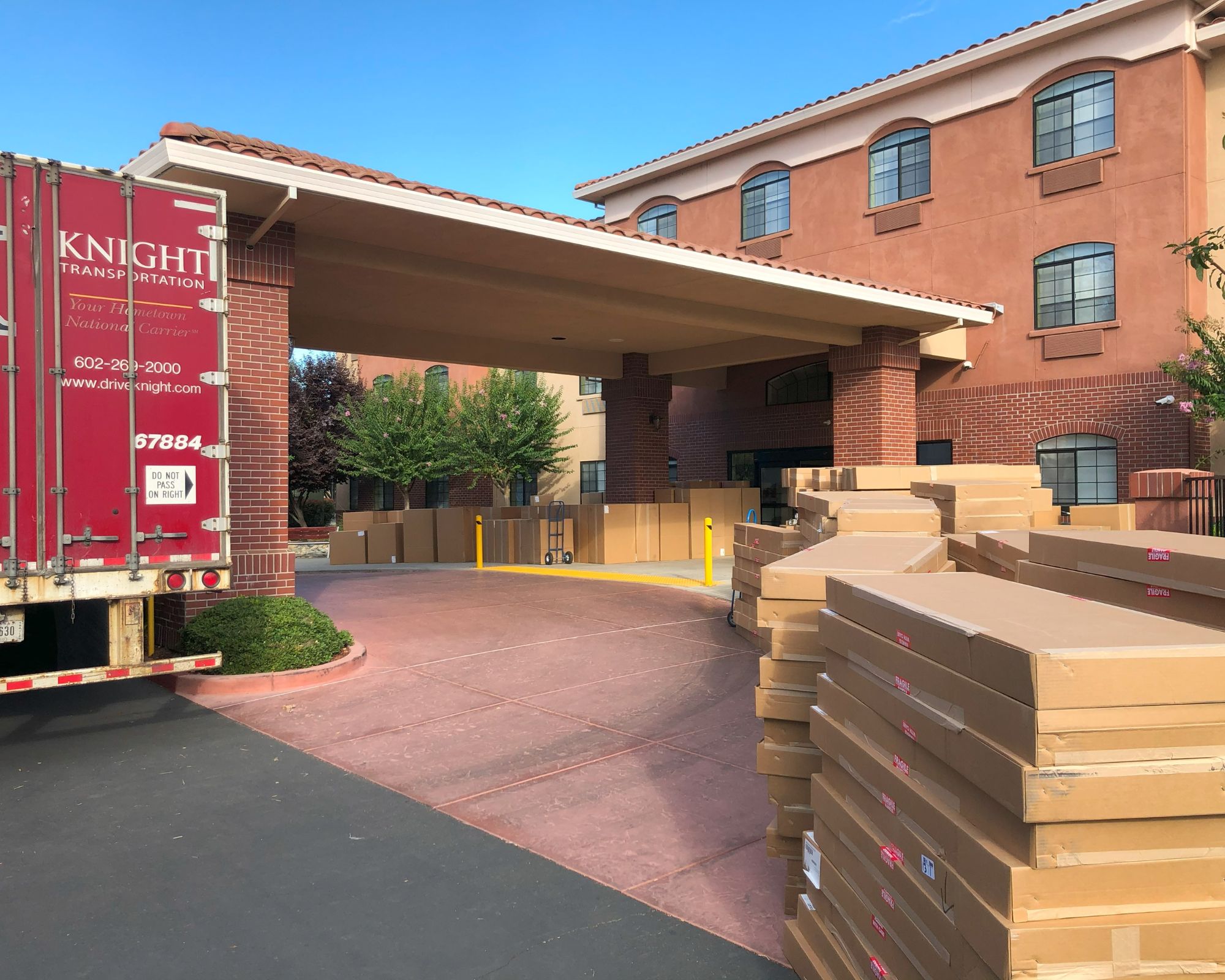 Hotel installation materials staged by Golden State Design Build